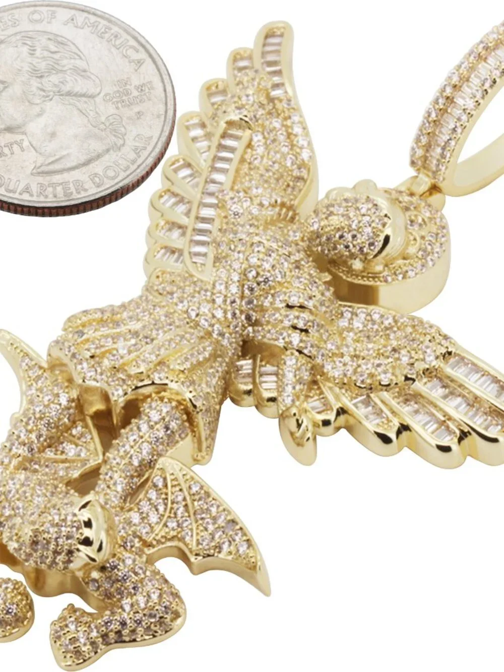 14k Yellow/White Gold Plated AAA Cubic Zirconia Saint Michael Archangel Pendant